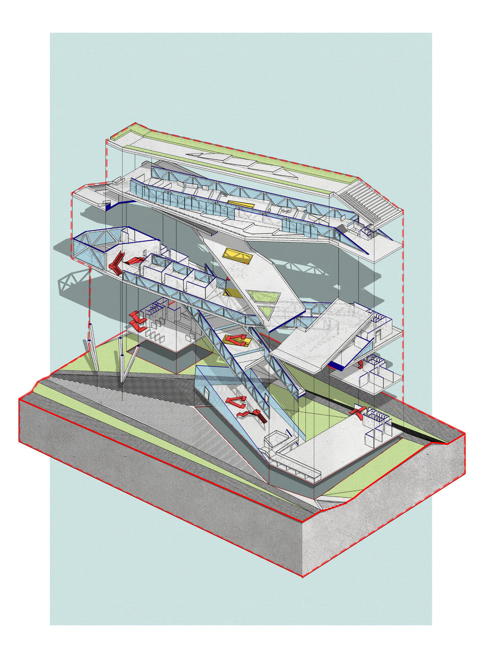 Illustrative-style axonometric